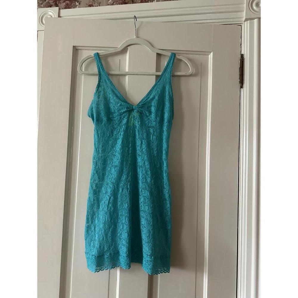 Y2K Victoria’s Secret The Lacie Slip Dress – Teal Lace – Size M